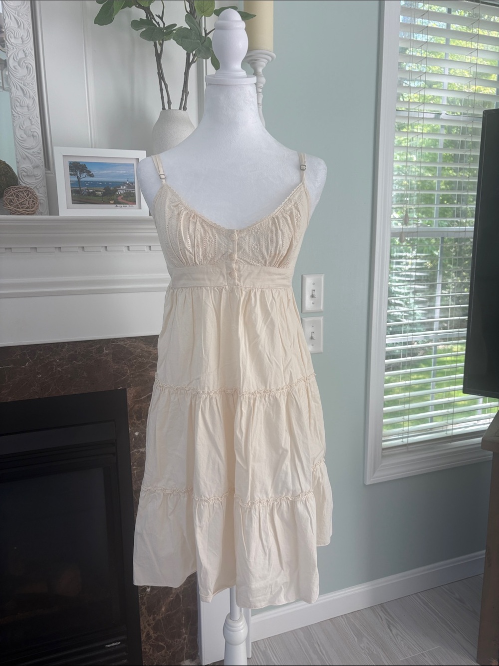 Brandy Melville Cream Tiered Mini Sundress